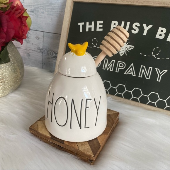 Rae Dunn HONEY Pot With Wooden Dipper! - Picture 4 of 8